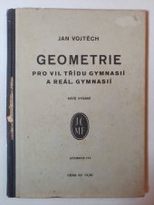 kniha Geometrie pro VII. třídu gymnasií a reálných gymnasií, Jednota československých matematiků a fysiků 1935