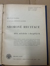 kniha Sborové recitace dětí, mládeže a dospělých, Státní nakladatelství, oddělení Komenium Praha- Brno 1949