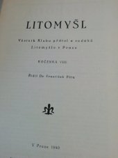 kniha Litomyšl, věstník klubu přátel a rodáků ročenka VIII, Nákladem Klubu 1940