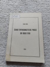 kniha Česká toponomastická práce do roku 1918, ONV 1970