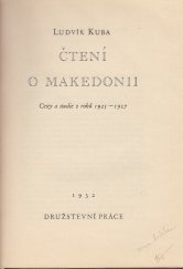 kniha Čtení o Makedonii Cesty a studie z roků 1925-1927, Družstevní práce 1932