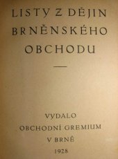 kniha Listy z dějin brněnského obchodu, Obchodní gremium 1928