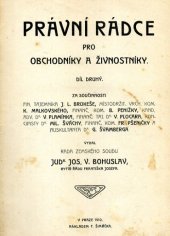 kniha Právní rádce pro obchodníky a živnostníky. II, F. Šimáček 1910