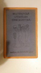 kniha Beletristická literatura staroegyptská, J. Šnajdr 1923
