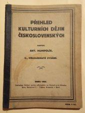 kniha Přehled kulturních dějin československých 2 přehlédnuté vydání, Krameria Brno 1923