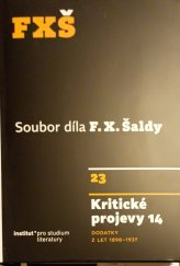 kniha Kritické projevy 14. - Dodatky z let 1898-1937, Melantrich 2017