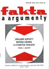 kniha Fakta a argumenty Základní aspekty nového zákona o vysokých školách, Oddělení propagandy a agitace ÚV KSČ 1981