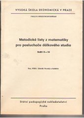 kniha Metodické listy z matematiky pro posluchače dálkového studia. Seš. 8-14, SPN 1989