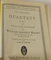 kniha Mozart, No. 8,  Streichquartett, C dur., Ernst Eulenburg 1900