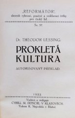 kniha Prokletá kultura, Cyrill M. Höschl 1922