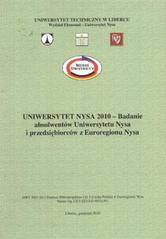 kniha Uniwersytet Nysa 2010 - Badanie absolwentów Uniwersytetu Nysa i przedsiębiorców z Euroregionu Nysa, Technická univerzita v Liberci 2010