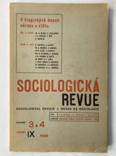 kniha Sociologická revue 3-4, roč. IX, Sociologický seminář Masarykovy univ. 1938