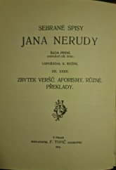 kniha Zbytek veršů Aforismy ; Různé ; Překlady, F. Topič 1913