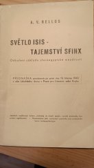 kniha Světlo Isis - tajemství Sfinx Odhalení základu staroegyptské moudrosti, Neuvedeno 1949