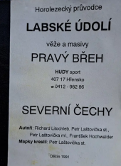 kniha Horolezecký průvodce Labské údolí věže a masivy pravý břeh, Hudysport 1991