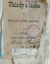 kniha Úklady a láska aneb Tajnosti mladé paničky, Karel Trachta 1876