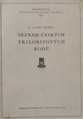 kniha Seznam českých trilobitových rodů, Přírodovědecké vydavatelství 1953