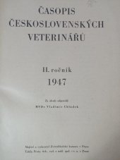 kniha Časopis Československých veterinářů, Zvěrolékařská komora 1947