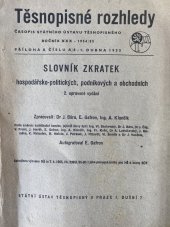 kniha Těsnopisné rozhledy Slovník zkratek, Státní ústav těsnopisný 1954