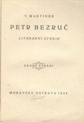 kniha Petr Bezruč Literární studie, A. Perout 1924