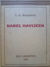 kniha Karel Havlíček snahy a tužby politického probuzení, Jan Laichter 1920