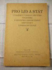 kniha Pro lid a stát Výsledky činnosti prvního voleného Národního shromáždění republiky Československé, R. Cejnek 1925