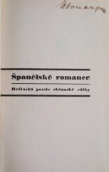 kniha Španělské romance hrdinská poesie občanské války, Lidová kultura 1938