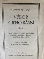 kniha P. Ovidius Naso II, - Výklad - výbor z jeho básní., Česká grafická Unie 1930