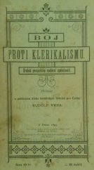 kniha Boj proti klerikalismu drobná perspektiva moderní společnosti, R. Vrba 1895