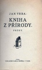 kniha Kniha z přírody prósy, Karel Beníško 1920