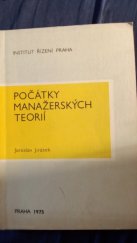 kniha Počátky manažerských teorií, Institut řízení Praha 1975