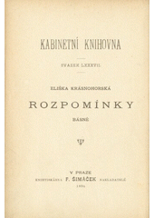 kniha Rozpomínky básně, F. Šimáček 1896