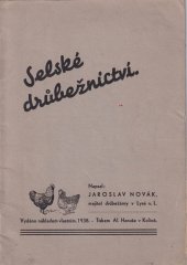 kniha Selské drůbežnictví, Al. Hanuš 1938