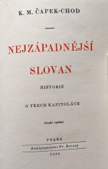 kniha Nejzápadnější Slovan historie o třech kapitolách, Fr. Borový 1930