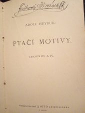 kniha Ptačí motivy. cyklus III. a IV., J. Otto 1897