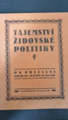 kniha Tajemství židovské politiky, J. Berounský 1924