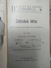 kniha Dětská léta povídky pro milou mládež, M. Knapp 1904