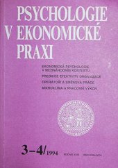 kniha Psychologie v ekonomické praxi sborník prací, Karolinum  1994