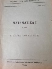 kniha Matematika 1. [díl]. Určeno pro posl. fak. stavební., SNTL 1964