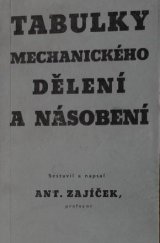 kniha Tabulky mechanického dělení a násobení, Alois Neubert 1939