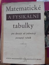 kniha Matematické a fysikální tabulky pro devátý až jedenáctý postupný ročník, SPN 1957