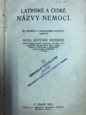 kniha Latinské a české názvy nemocí se zřetelem k nemocenské statistice, Obchodní tiskárna Merkur 1913