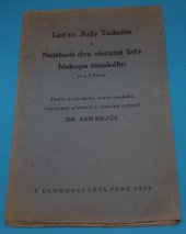 kniha List sv. Judy Tadeáše a Nejstarší dva okružní listy biskupa římského (1 a 2 Petr), Sestry dominikánky 1933