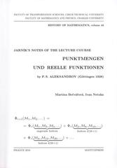 kniha Jarník's notes of the lecture course Punktmengen und reelle Funktionen by P.S. Aleksandrov (Göttingen 1928), Matfyzpress 2010