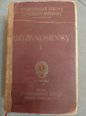 kniha Řád živnostenský ze dne 20. prosince 1859, č. 227 ř. z. doplněný živnostenskými novelami, k němu se vztahujícími zákony, normáliemi a rozhodnutími úřadů, nálezy nejv. správního soudu a posudky obchodní a živnostenské komory Pražské. Díl I, - Řád živnostenský, Československý kompas 1926