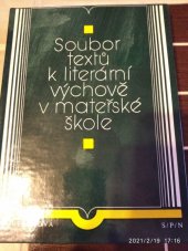 kniha Soubor textů k literární výchově v mateřské škole, SPN 1982