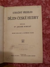 kniha Stručný přehled dějin české hudby, Mojmír Urbánek 1929