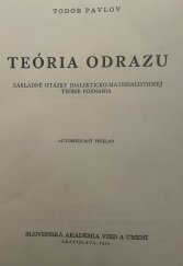 kniha Teória Odrazu Základné otázky dialekticko-materialistickej teórie poznania, Slovenská akadémia vied a umení 1951