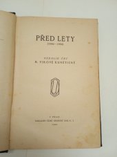 kniha Před lety (1886-1896) : několik črt, Česká grafická Unie 1920