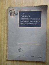 kniha Tabulky pro navrhování a posuzování železobetonových průřezů podle stupně bezpečnosti Určeno projektantům a konstruktérům, posluchačům odb. a vys. škol, SNTL 1956